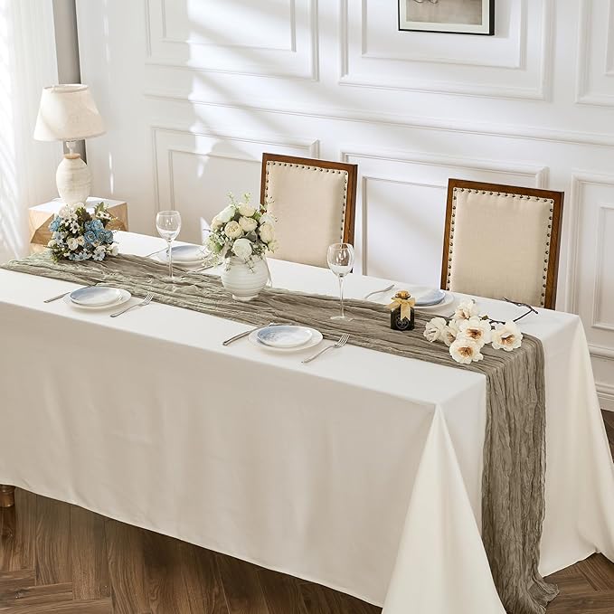 BALCONY & FALCON Nude Cheesecloth Table Runner 10FT 120 Inch Rustic & Boho Farmhouse Gauze Cheese Cloth Runners for Wedding Fall Thanksgiving Christmas Party Baby Shower Birthday Decor
