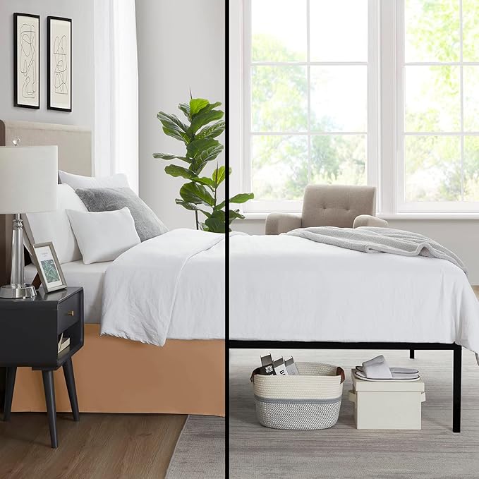 Nestl Light Brown Bed Skirt Queen Size - Queen Bed Skirt 14 Inch Drop - Brushed Microfiber Bed Skirts - Hotel Quality Pleated Bed Skirt - Shrinkage & Fade Resistant