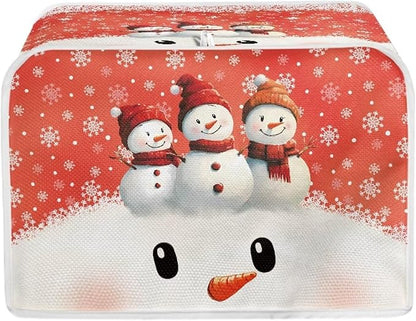 Christmas Snowman Printed Toaster Cover for Anti-Dust & Fingerprint, Snowflake Print Covers, Kitchen Microwave Decor Accessories