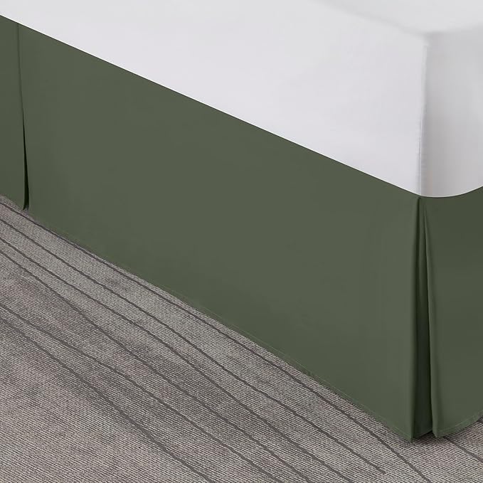Nestl Olive Green Twin XL Bed Skirt - Twin XL Size Bed Skirt 14 Inch Drop - Brushed Microfiber Bed Skirts - Hotel Quality Pleated Bed Skirt - Shrinkage & Fade Resistant