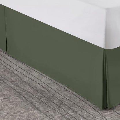 Nestl Olive Green Bed Skirt King Size - King Bed Skirt 14 Inch Drop - Brushed Microfiber Bed Skirts - Hotel Quality Pleated Bed Skirt - Shrinkage & Fade Resistant