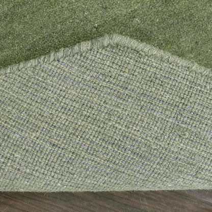 Hand Knotted Loom Wool ECO-Friendly Area Rugs - 6'x6', Octagon, Green Color, Solid Plain Design, High Pile Thick Handmade Anti Skid Area Rugs for Living Room, Bed Room (L00111)