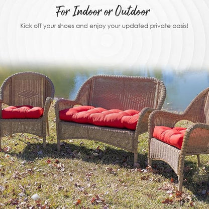 RSH DECOR: Tufted U-Shape Wicker Seat Cushions Set of 2 | 19” x 19” | All-Weather Spun Fabric | Water-Resistant | Outdoor Chair Cushions for Patio Furniture | Livi Courtyard Floral