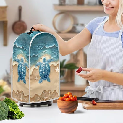 Talayituse Beach Turtle Starfish Print Blender Dust Cover, Fingerprint Protection Cover for Stand Mixer or Coffee Machine, Home Kitchen Appliance Covers for Stain Dust Resistant Supplies