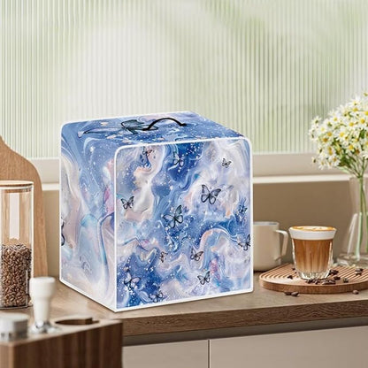 Marble Texture Butterfly Pattern Coffee Maker Covers With Top Handle Folding Coffee Machine Dust Covers For Blender Mixer Juice Machine Keep Office Home Kitchen Clean