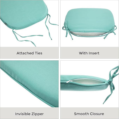 Outdoor Chair Cushions Set of 2,Patio Seat Cushion 17"x16"x2",U-Shaped Dining Chair Cushion 17 by 16 Inch,Water Resistant,Fade-Resistant Chair Pads for Kitchen Garden Furniture(Light Turquoise)