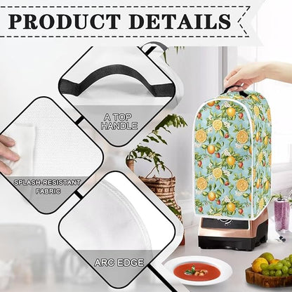 Blender Dust Cover for Stand Mixer or Coffee Maker Appliance, Anti Fingerprint Polyester Dust Proof Stain Resistant Blender Cover for Home Kitchen, Lemon Floral Print