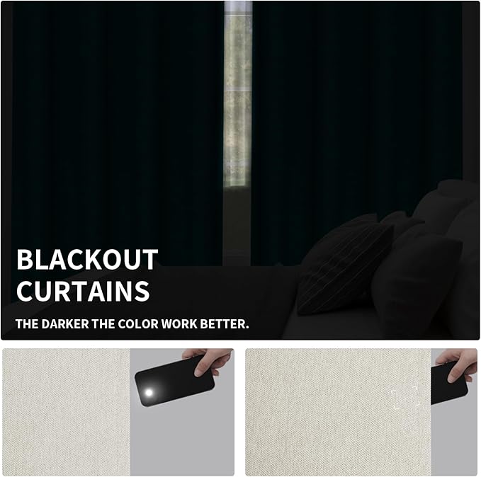 Easy-Going Linen Look Blackout Curtain 108 Inch Length Grommet Window Curtain Drapes for Bedroom, Living Room Thermal Insulated Room Darkening (Set of 2 Panels, Natural)