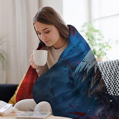 American Flag Bald Eagle Throw Blanket Patriotic Print Blankets Gifts Couch Sofa Bed Stuff Decor Soft Cozy Fleece Plush Flannel Bedding for Lover Men Women Adults 60"x80"