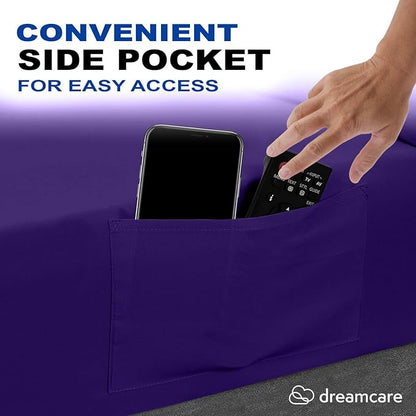 DREAMCARE Full Size – 4 pcs Cooling Sheets – up to 21” Deep Full Sheet Set – Hotel Luxury Sheets & Pillowcases – Superior Softness 100% Polyester with Side Pocket – Purple