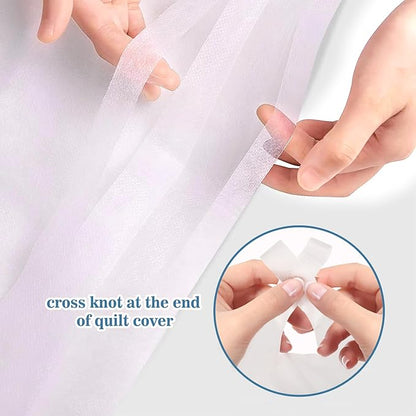 4pcs Superior Disposable Travel Bedset Ready-to-Use Large Size Bed Linens Including One Bedsheet, One Quilt Cover, Two Pillowcases, Portable Bedding Set Breathable for Hotel Camping Trip Hospital