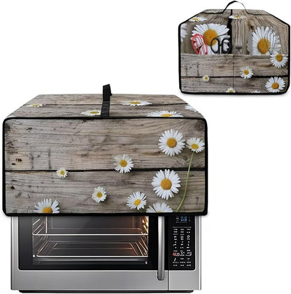 Toaster Oven Cover Washable Small Kitchen Appliance Dust Cover with Pockets, for Air Fryer Toaster Ovens, Microwaves, L, 18.5 x 22.5 x 13 inches, Daisy Wood Grain