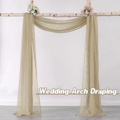 DONREN Taupe Window Scarf for Background - Luxury Soft Sheer Scarf Add to Window Curtains for Enhanced Effect (34 by 216 Inch,1 Pack)