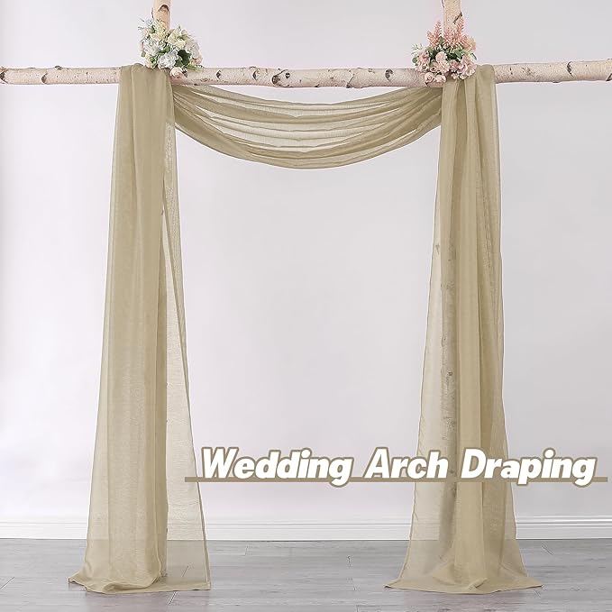 144 Inches Long Window Scarf for Party - Luxury Soft Tan Semi Sheer Curtain Scarf Valance for Wedding (1 Panel,Taupe)