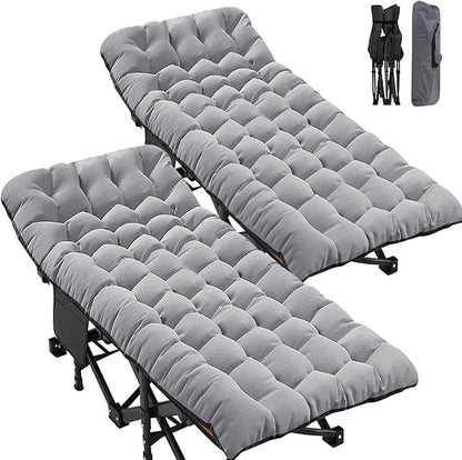 ABORON 2PK XXL Camping Cot for Adults 900LBS - 78"×32" Oversized Folding Bed with Mattress Pad, Heavy Duty 1200D Oxford Outdoor Cot with Carry Bag