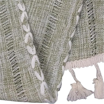 Simple Bedside Table Tassel Cover Cloth, Tablecloth Cover Towel, Suitable for Bedside Table TV Microwave Washing Machine Refrigerator Dust Cover (Green, 15.7 * 35.4 inches)