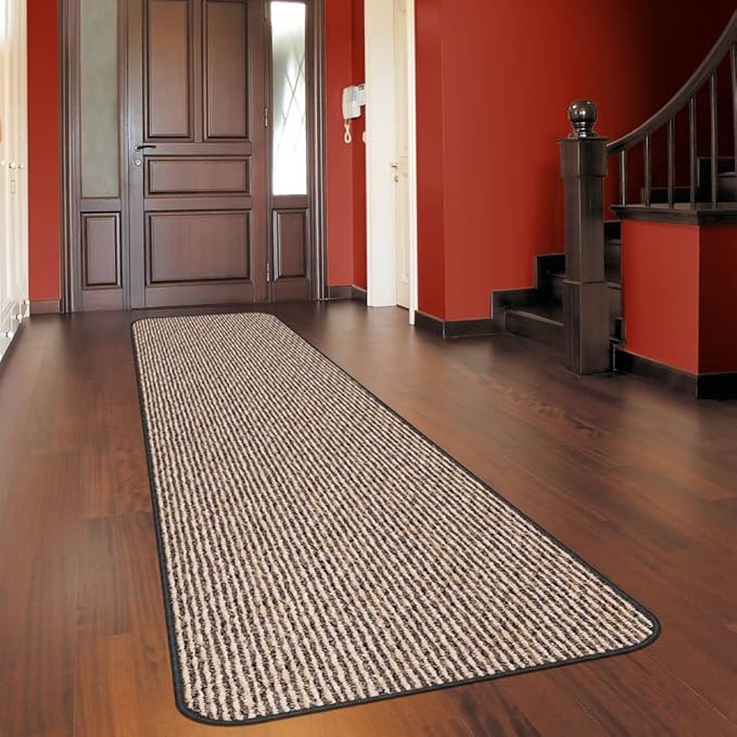 House, Home and More Skid-Resistant Carpet Runner - Black Ripple - 10 Feet X 36 Inches