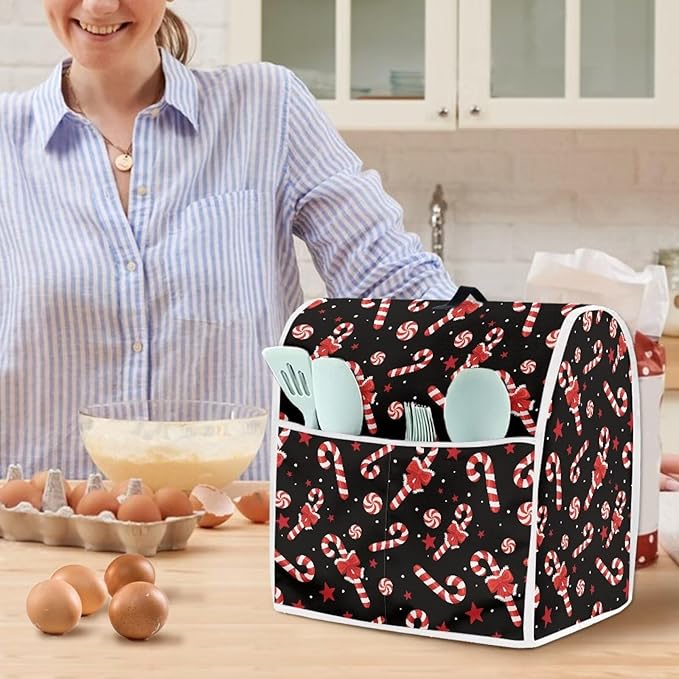 Christmas Mixer Cover Compatible for 6-8 Quart Kitchen Mixer Decorative Kitchen Appliance Dust Cover with Top Handle and Accessories Pocket Christmas Decoration