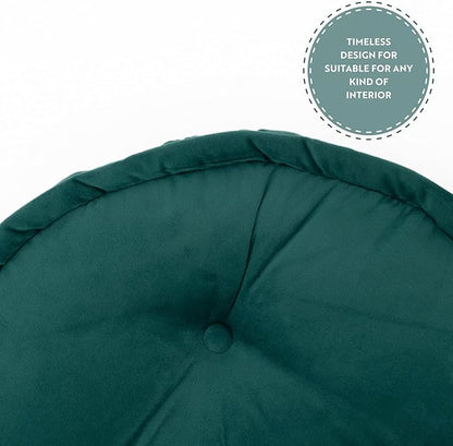 Large Round Floor Cushion, Floor Pillow Thick Floor Seating, Comfortable Supportive, Quilted Soft Booster Seat Pad for Yoga Meditation, Yoga Pillow, Cat and Dog Bed, 56 cm 22 inch, Green