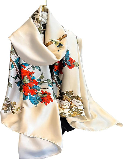 Fashion Scarves Scarf 100% Silk Feeling Scarf Silk Like Scarves Long Lightweight Sunscreen Shawls for Women
