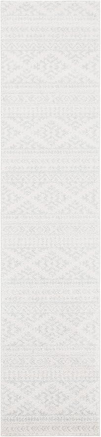 SAFAVIEH Tulum Collection Runner Rug - 2' x 21', Ivory & Light Grey, Moroccan Boho Tribal Design, Non-Shedding & Easy to Clean, Ideal for Living Room, Hallway, Foyer, Bedroom (TUL272G)