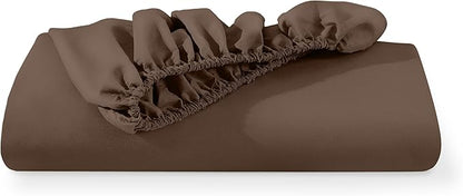 Fitted Bottom Sheet Twin Size - Premium 1800 Microfiber - Ultra-Soft Hotel Luxury - Deep Pocket - Durable and Long Lasting - Fitted Sheet (Twin, Cocoa)