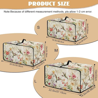 Convection Toaster Oven Cover Decorative Dustproof Convection Microwave Oven Cover with Storage Pockets for Kitchen Countertop, L, 18.5 x 22.5 x 13 Inches, Retro Hummingbird Floral