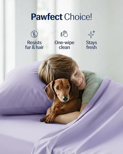 REST® Evercool®+ Starter Sheet Set, CaliKing, Lavender, Breathable Bed Sheet for Hot Sleeper and Night Sweats, with Pillowcases, Ionic+ Self-Cleaning Silver Yarn for Sensitive Skin, 3PCS No Flat Sheet