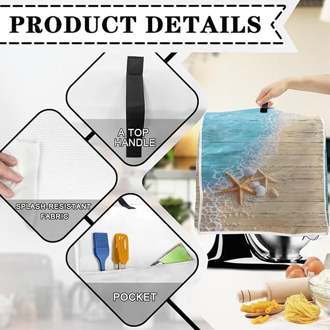Starfish Kitchen Mixer Cover Compatible with 4.5-5 Quart, Novelty Decorations for Home Kitchen Appliance Dustproof Cover Universal for Air Fryers, Coffee Makers Gift for Holiday