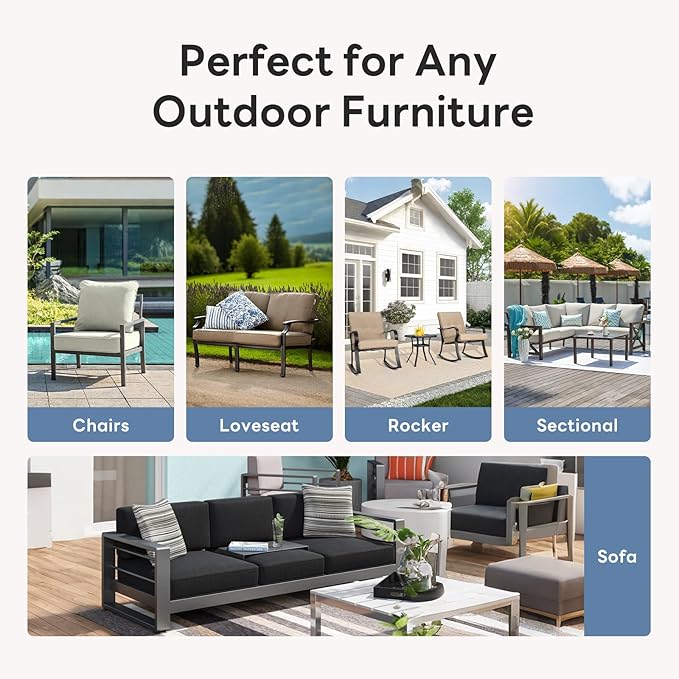 6" Thicker Outdoor Chair Cushion 9 Sets - 24" *24" *6" Waterproof Patio Furniture Cushions with Removable Cover, 28D High Density Sponge Filling Thicken Outdoor Patio Cushions - Turquoise