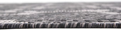 Unique Loom Outdoor Trellis Collection Area Rug (7' 1" x 10' Rectangle, Black/ Ivory)