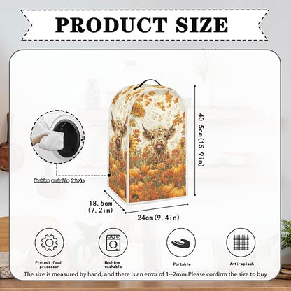 Highland Cow Blender Cover Dust Cover for Kitchen Cute Food Processor Dust Covers with Handle Easy to Install Protection Covers for Stand Mixer Juice Machine Fall Decoraion for Home