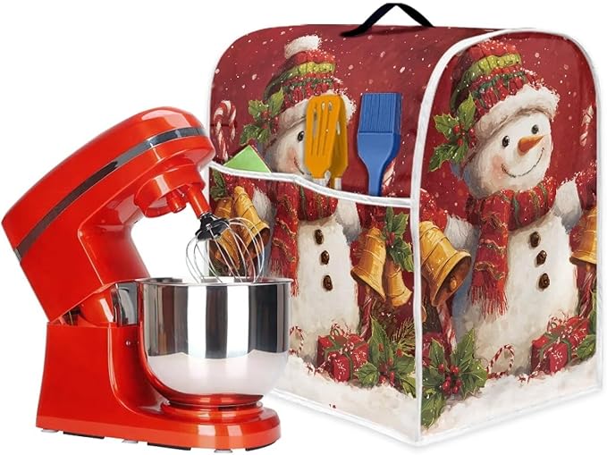 Christmas Stand Mixer Cover 4.5-5Qt Cute Mixer Cover Washable Anti-Stain Appliance Covers for Kitchen Counter Mixer Parts & Accessories Christmas Decor Gift for Holiday