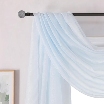 DONREN Baby Blue 144 Inch Length Sheer Window Scarf - Perfect As Valance Scarves As Well As Bed Canopy Or Wedding Decoration. (W 34 x L 144 One Panel)