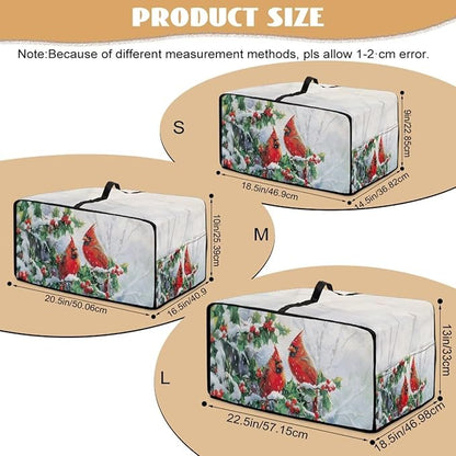 Christmas Microwave Oven Cover Air Fryer Toaster Oven Dust Cover with Accessory Pockets, Stain-resistant Small Electric Appliance Protector for Kitchen, S, Red Cardinal Bird Holly White