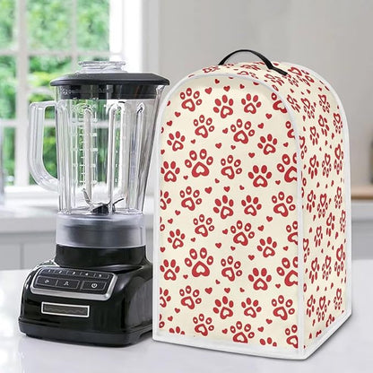 Talayituse Red Dog Paw Heart Print Blender Dust Cover, Fingerprint Protection Cover for Stand Mixer or Coffee Machine, Kitchen Appliance Covers for Stain Dust Resistant Supplies Valentine's Day Decor