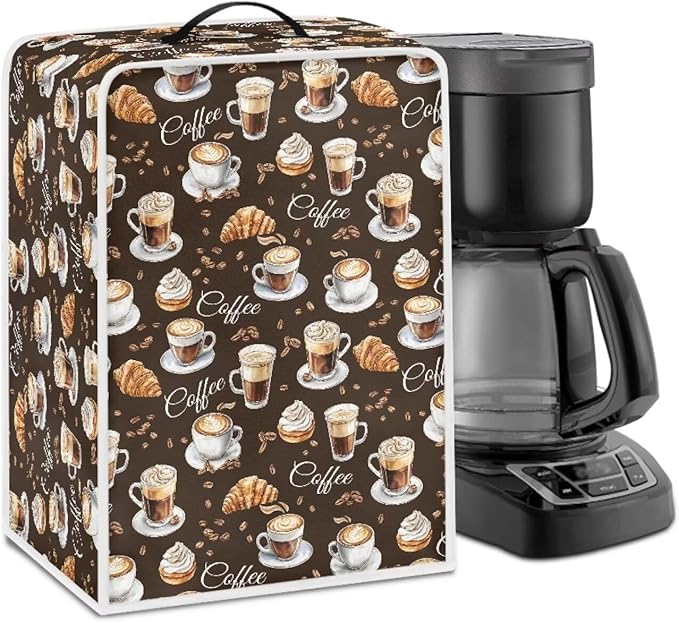 Coffee Maker Covers With Top Handle Folding Coffee Machine Dust Covers For Blender Mixer Juice Machine Keep Office Home Kitchen Clean Afternoon Tea Print