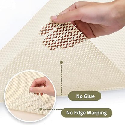 Shelf Drawer Liners for Kitchen Cabinets Non Adhesive Drawer Liner Thickened Refrigerator Liner White Quatrefoil Strong Non-Slip Paper for Tool Box, 11.8 x 118 Inches