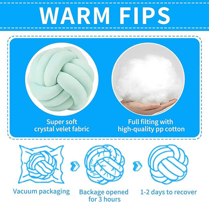 Knot Ball Pillows, Round Throw Pillow Cushion Home Decoration Soft Plush Pillow, Throw Knotted Ball Pillow Handmade Children Room Decoration Round Plush Toy Pillow (Light Green,11"/28cm)