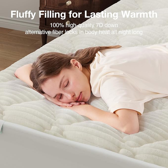 Novilla Full Soft Mattress Topper, Fluffy Pillow Top Mattress Pad for Cold Sleepers, Quilted Mattress Protector with Deep Pocket, Fits 8-21" Mattresses, Machine Washable