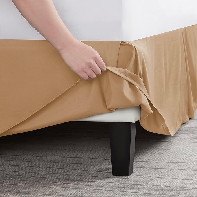 Nestl Light Brown Twin XL Bed Skirt - Twin XL Size Bed Skirt 14 Inch Drop - Brushed Microfiber Bed Skirts - Hotel Quality Pleated Bed Skirt - Shrinkage & Fade Resistant