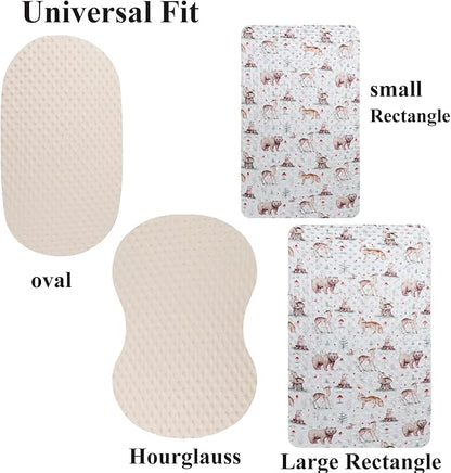 Dot Bassinet Sheet Set 2 Pack Stretch Fitted Bedside Sleeper Bassinet Sheets Sheets,Ultra Soft, for Baby Girls and Boys Cream, Fox Deer Bear