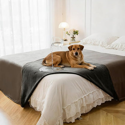 Waterproof Blanket for Bed King Size, Leak Proof Dog Couch Blankets Reversible, Pet Throw Sofa Furniture Protector Machine Washable-82 x108,Light Brown+Dark Brown