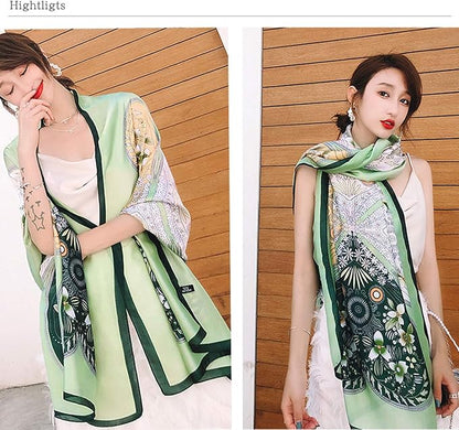 Fashion Scarves Scarf 100% Silk Feeling Scarf Silk Like Scarves Long Lightweight Sunscreen Shawls for Women