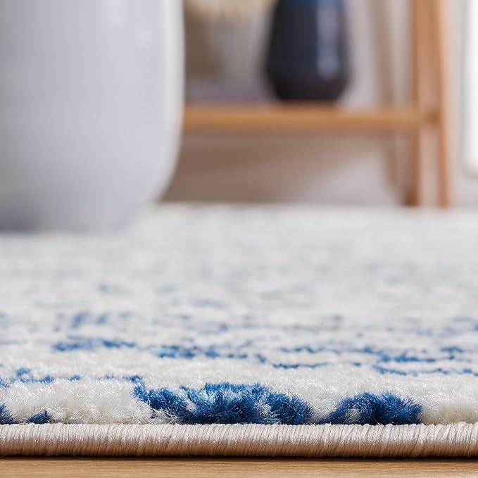 SAFAVIEH Area Rug 10x13 - Tulum Collection - Large - Ivory & Navy, Moroccan Boho Tribal Design, Non-Shedding & Easy to Clean, Ideal for Living Room, Bedroom, Dining Space (TUL272D)