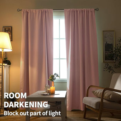 BGment Baby Pink Room Darkening Curtains for Kids Room 72 Inch Legnth - Rod Pocket Thermal Insulated Window Curtain for Girl Bedroom, 42 x 72 Inch, 2 Panels