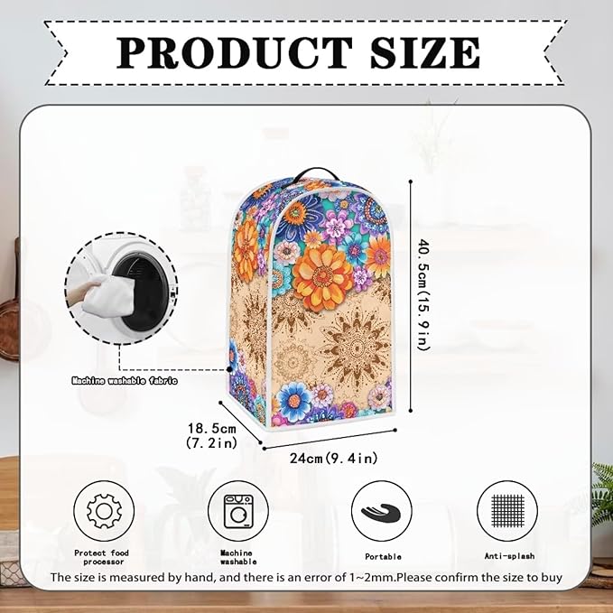 Boho Mandala Floral Blender Cover Toaster Cover Washable Dust Cover Dustproof Bakeware Cover Kitchen Appliance Accessories Size M