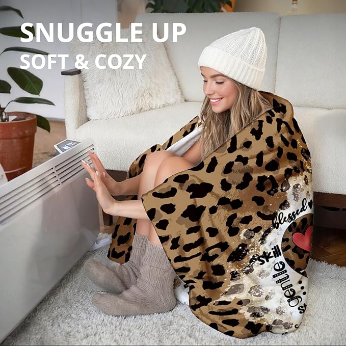 Nurse Leopard Blanket, Trendy Retro Cheetah Print Throw Blankets for Office Home Bedroom Living Room Couch Decor, Nurse Appreciation Gifts for Women, Nursing Gifts, 50x60 Inch