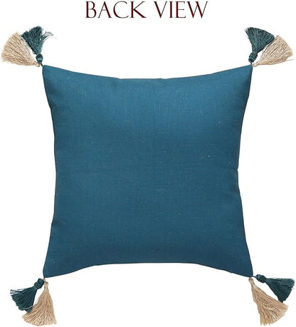 patdrea Designer Square Throw Pillow Covers Set of 2,French Floral Blue Farmhouse Linen Vine Branch Pattern Pillow Cover,Decorative Pillowcases Cushion for Bed Living Room Outdoor Car,18"x18"