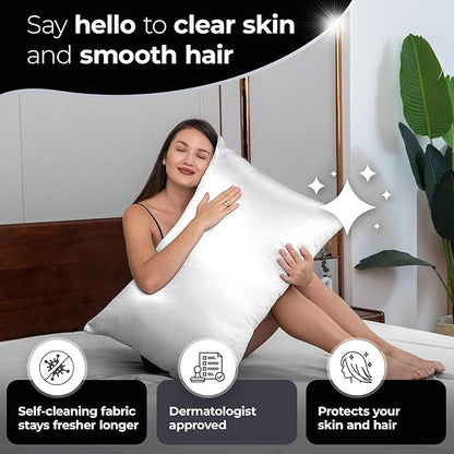 Silvery Silver Infused Bed Sheets Set - Award-Winning Self-Cooling Fabric with Self-Cleaning Silvery Technology™ That Stays Fresh 3X Longer for Hygienic Sleep (White, Queen)
